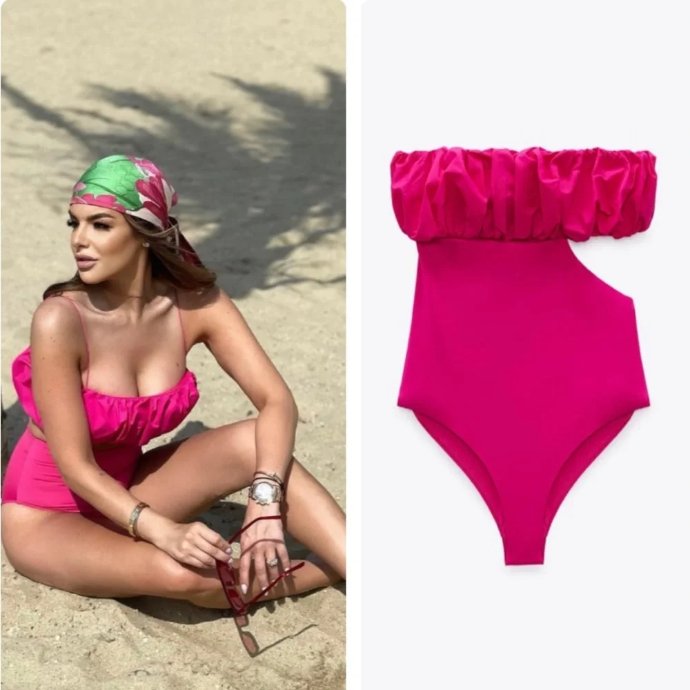 *ZARA NEW combination strapless swimsuit - Picture 1 of 10